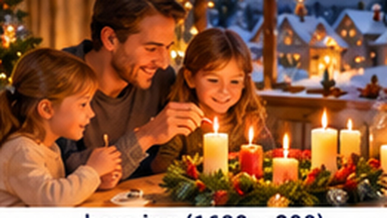 Otec s dětmi zapaluje svíčky na adventním věnci