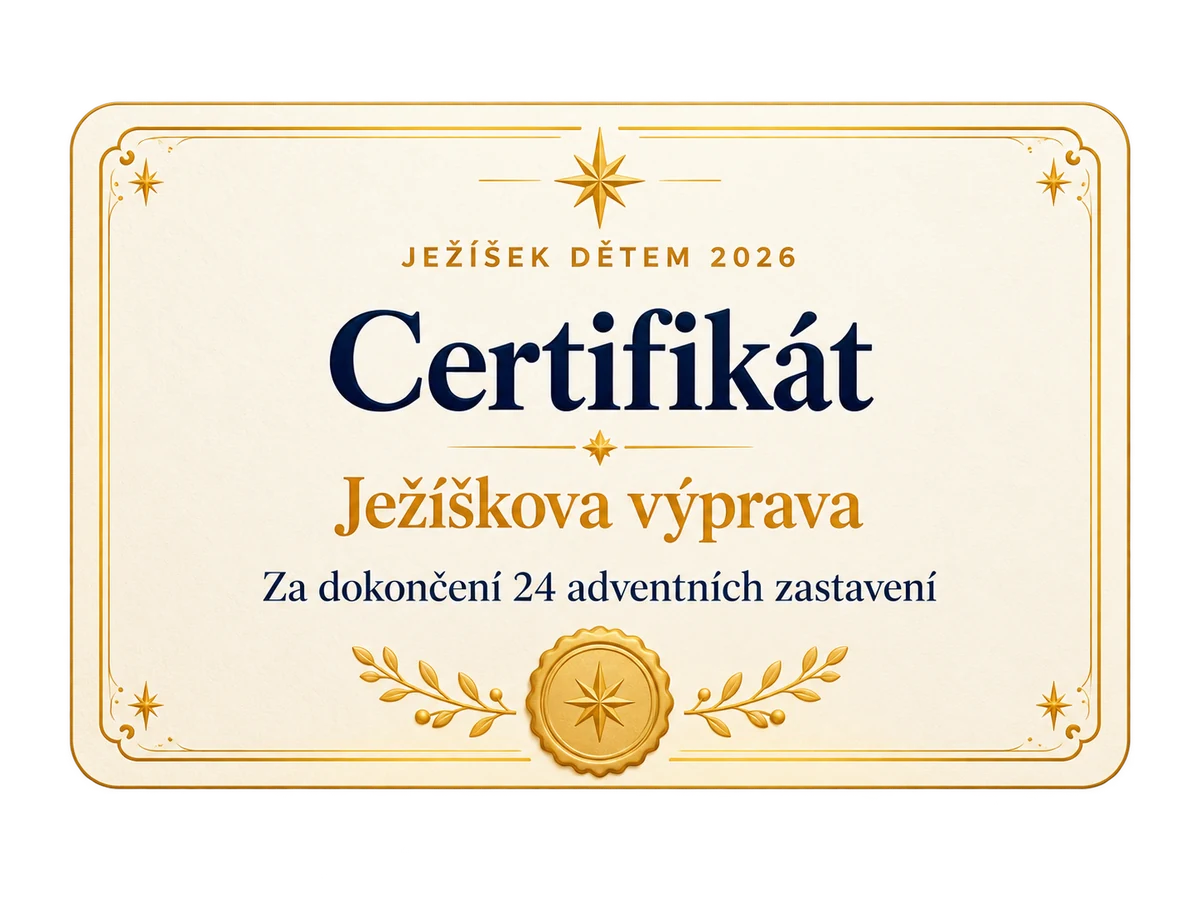 Digitální certifikát Ježíškovy výpravy za dokončení 24 adventních zastavení