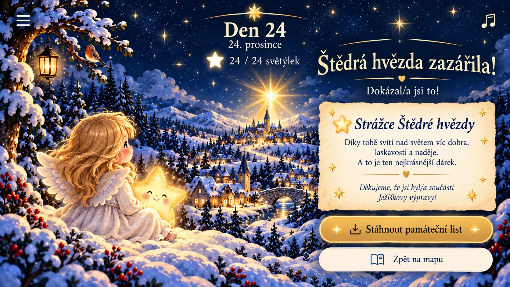 Splnění zastavení a odměna ve Výpravě